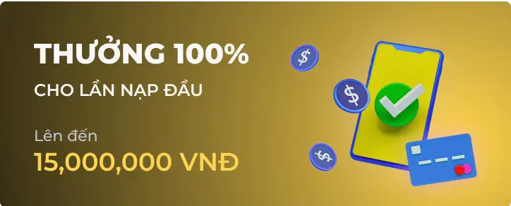 Hình ảnh quảng cáo cho chương trình Thưởng 100% Chào Mừng